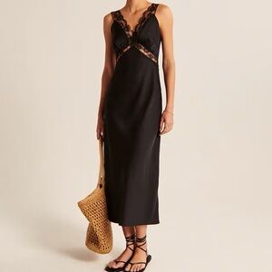 Abercrombie & Fitch Black Lace Detail Slip Dress